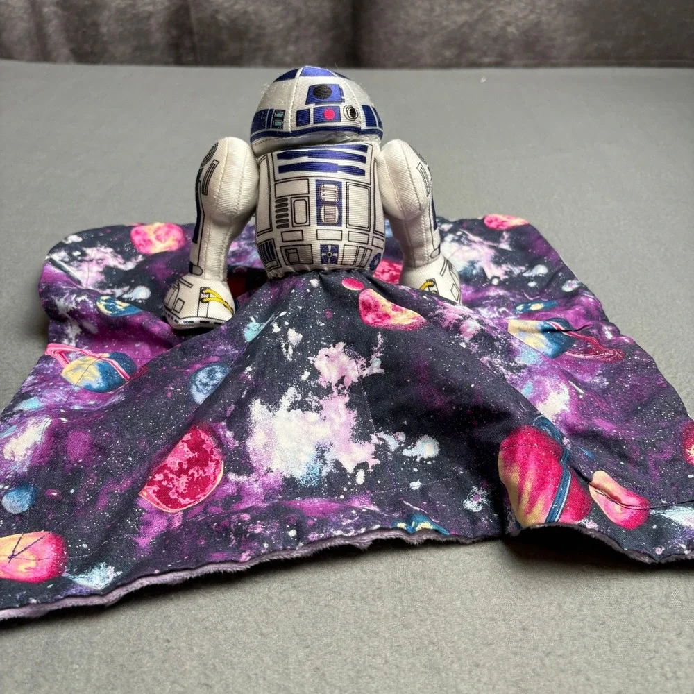 Star Wars R2-D2 Plush Lovey Security Blanket Galaxy Planet Purple White